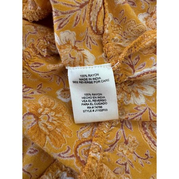 Patrons of Peace Orange Paisley V Neck Floral Pattern Knee Length Dress Womens S - Picture 2 of 7